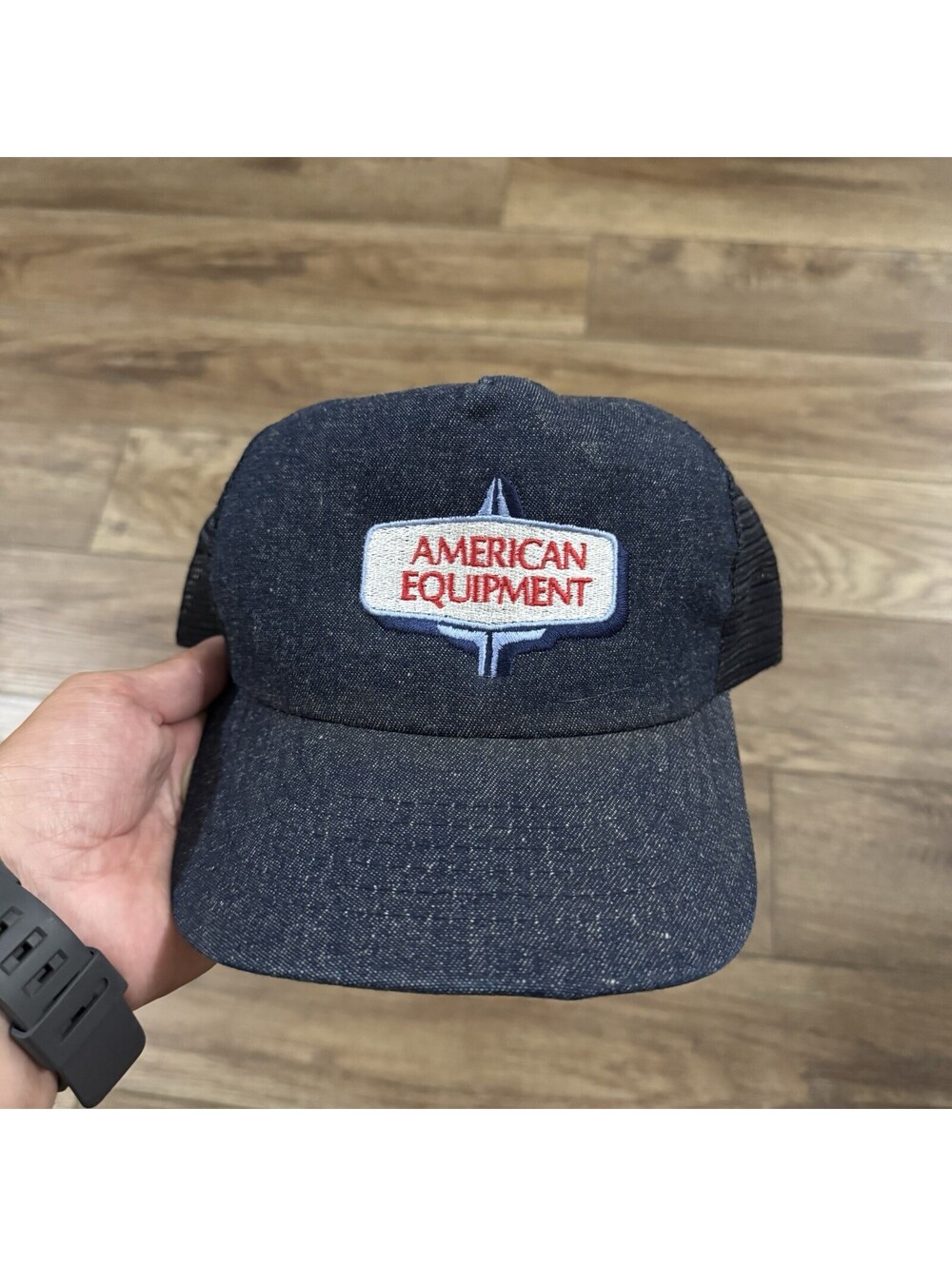 Vintage 80s American Equipment Denim Trucker Hat USA Made
